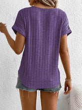 Plus Size Ribbed Texture Short Sleeve T-Shirt - GiFTiFY