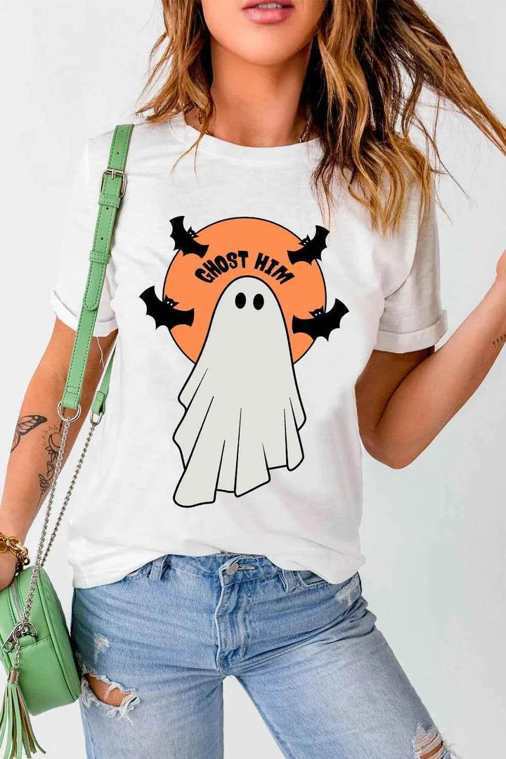 Full Size Ghost Round Neck Short Sleeve T-Shirt - GiFTiFY