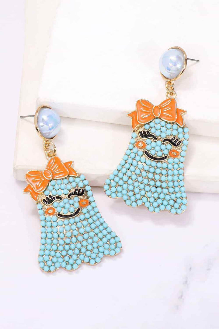 Smiling Ghost Shape Synthetic Pearl Earrings - GiFTiFY