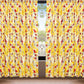 DaDa Bedding Set of 2 Radiant Sunshine Yellow Floral Window Curtain Panels - Natural Semi Sheer Hummingbirds Farmhouse Red Flowers Straight Tailored Edge