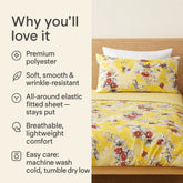 DaDa Bedding Sunshine Yellow Hummingbirds Floral Fitted & Flat Bed Sheets Set (JHW-925) - GiFTiFY