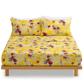 DaDa Bedding Sunshine Yellow Hummingbirds Floral Fitted & Flat Bed Sheets Set (JHW-925) - GiFTiFY