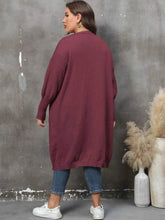 Plus Size Long Sleeve Pocketed Cardigan - GiFTiFY