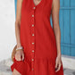 Plus Size Sleeveless Button-Front V-Neck Casual Mini Dress - GiFTiFY