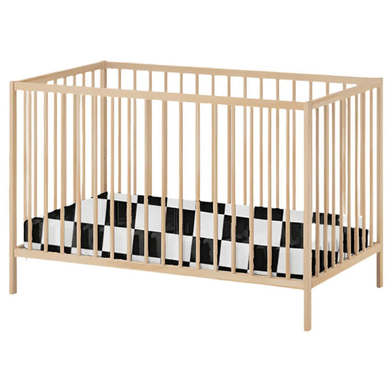 Race Black & White Checkered Crib Sheet - GiFTiFY
