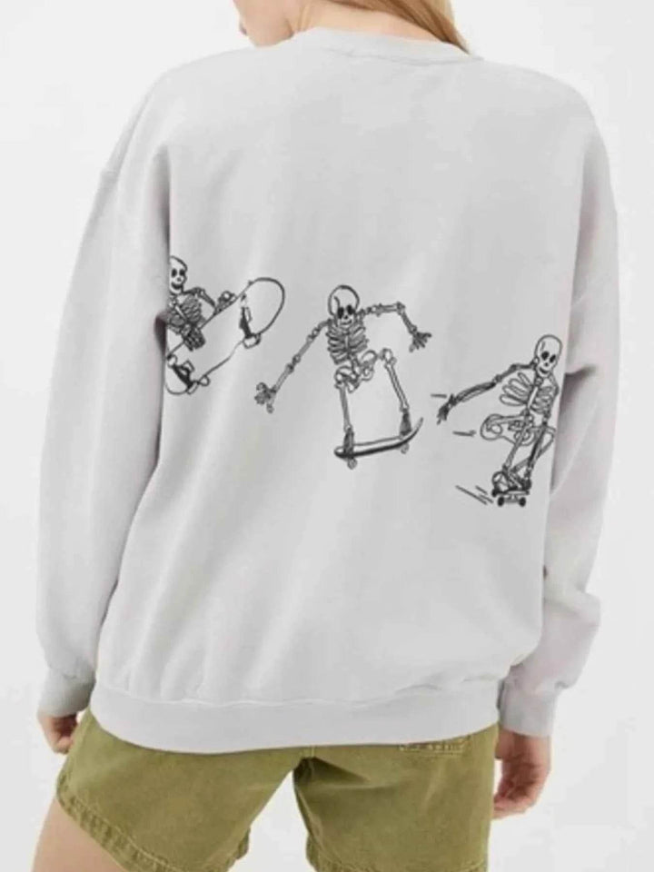 Skeleton Graphic Oversized Sweatshirt - GiFTiFY