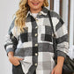 Plus Size Plaid Button Up Collared Neck Jacket - GiFTiFY