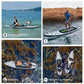 Adult inflatable upright paddleboard, 10.6ft inflatable yoga board, super surfboard with multiple accessories, multi-layer deck, travel backpack, wide upright position suitable for various scenarios, maximum weight capacity of 300 pounds.