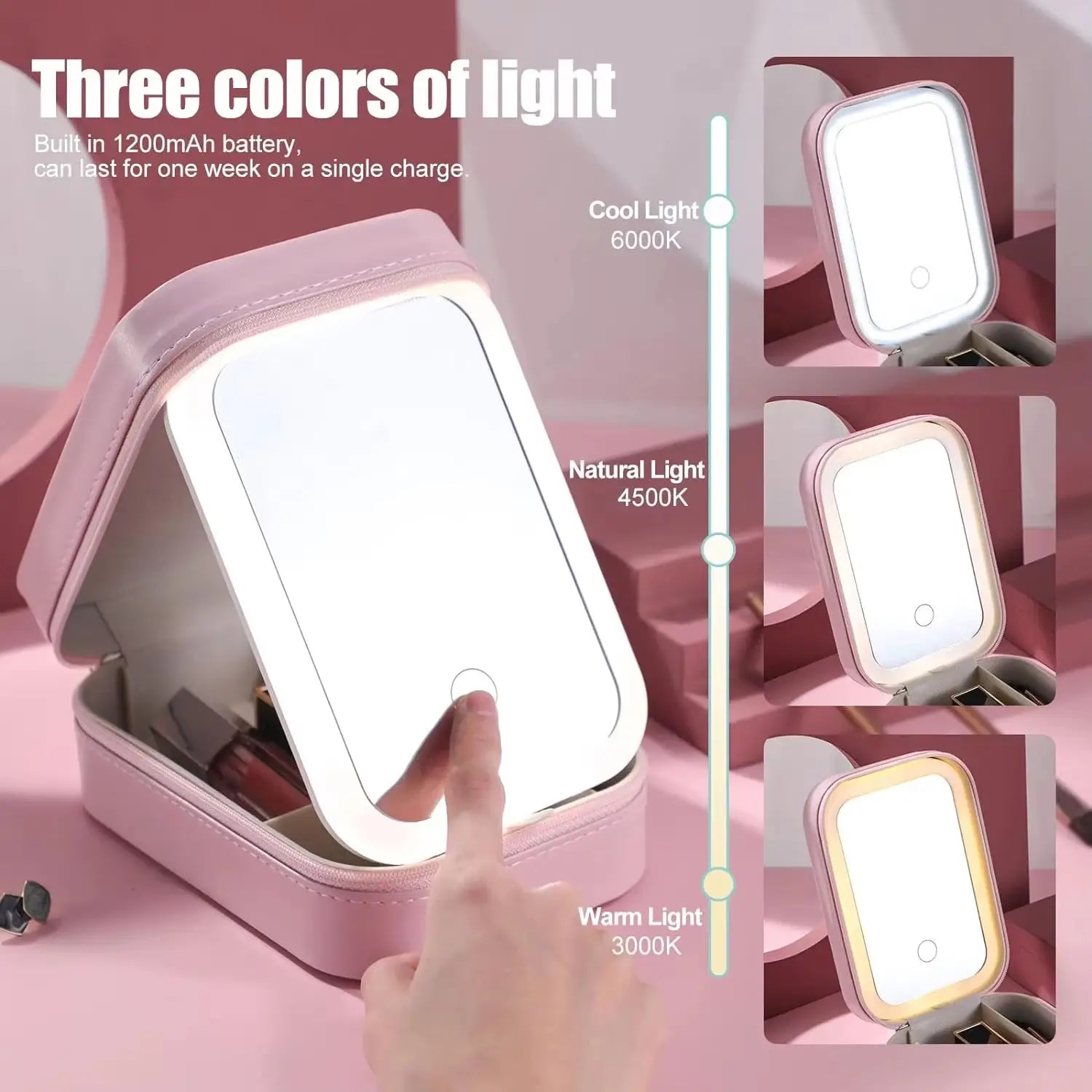 Portable LED Mirror Travel Makeup Box