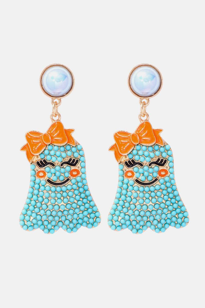 Smiling Ghost Shape Synthetic Pearl Earrings - GiFTiFY