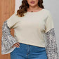 Plus Size Leopard Round Neck Long Sleeve Top - GiFTiFY