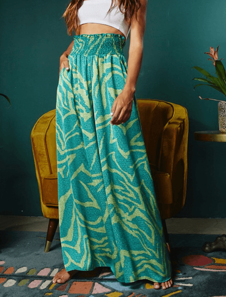 The Alma Multi Print Wide Leg Maxi Pants - GiFTiFY
