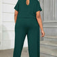 Plus Size Drawstring Waist Short Sleeve Jumpsuit - GiFTiFY