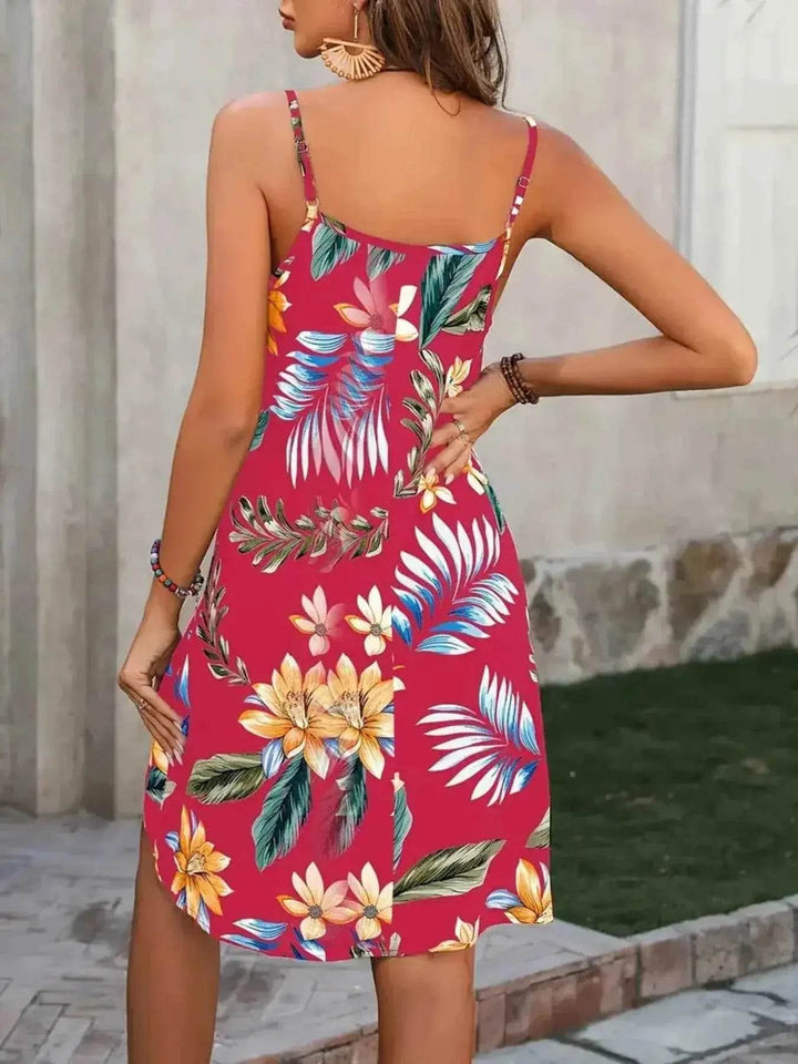 Plus Size Printed V-Neck Cami Dress - GiFTiFY