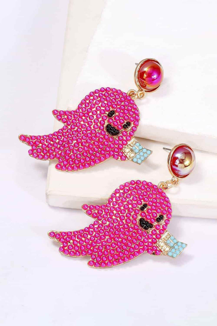 Ghost Shape Synthetic Pearl Dangle Earrings - GiFTiFY