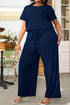 Plus Size Drawstring Waist Short Sleeve Jumpsuit - GiFTiFY