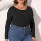 Plus Size Round Neck Long Sleeve Bodysuit - GiFTiFY