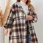 Honey Plus Size Plaid Drop Shoulder Hooded Coat - GiFTiFY