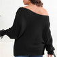 Plus Size One Shoulder Beaded Sweater - GiFTiFY