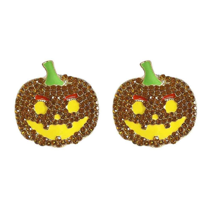 Demon Pumpkin Rhinestone Alloy Earrings - GiFTiFY