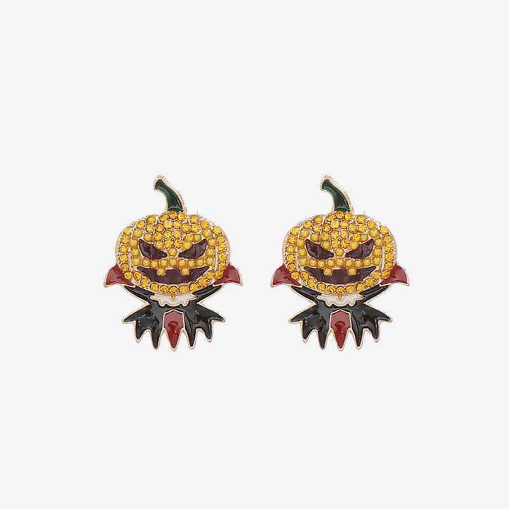Demon Pumpkin Rhinestone Alloy Earrings - GiFTiFY