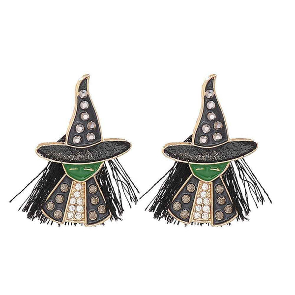 Witch Rhinestone Alloy Earrings - GiFTiFY
