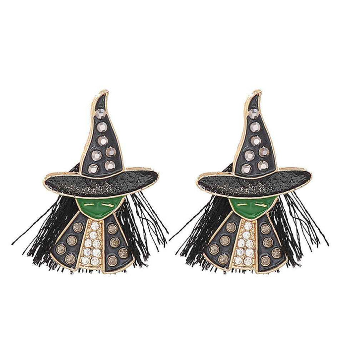 Witch Rhinestone Alloy Earrings - GiFTiFY