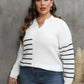 Plus Size Striped V-Neck Sweater - GiFTiFY