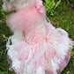Unique Pet Feather Tutu Dog Lace Dress Princess Dress Pink Swan for Wedding Party Birthday Festival One Piece