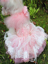 Unique Pet Feather Tutu Dog Lace Dress Princess Dress Pink Swan for Wedding Party Birthday Festival One Piece - GiFTiFY