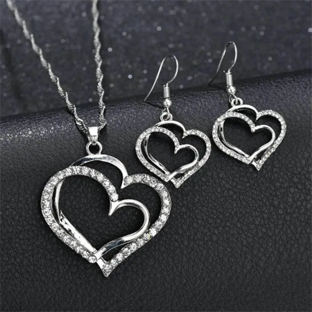 Romantic Double Heart Jewelry Set for Brides - GiFTiFY