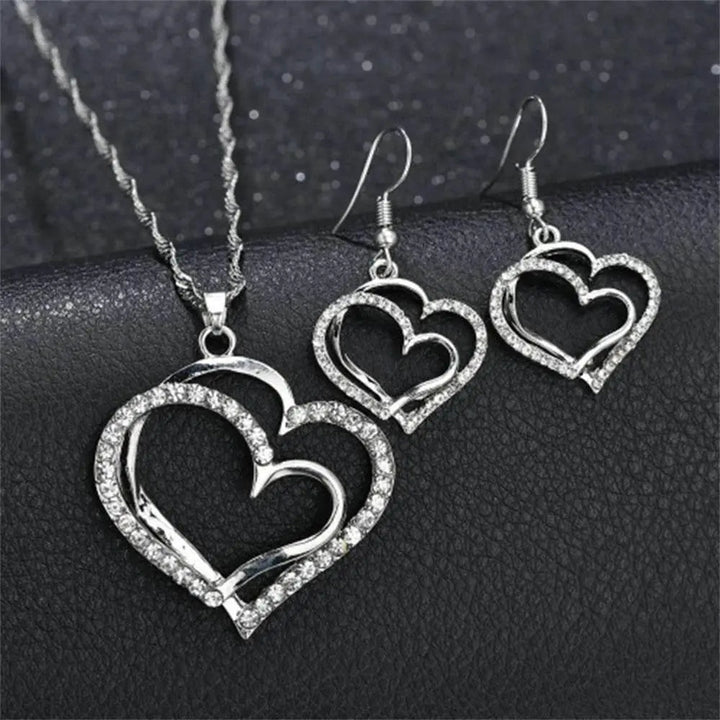 Romantic Double Heart Jewelry Set for Brides - GiFTiFY