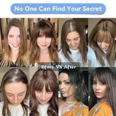100% Remy Human Hair Toppers with Bangs Light Brown Hairpieces 3D Wispy Human Hair Bangs for Women Thin Hair Real Human Hair Topper Clip In - GiFTiFY
