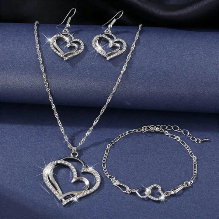 Romantic Double Heart Jewelry Set for Brides - GiFTiFY