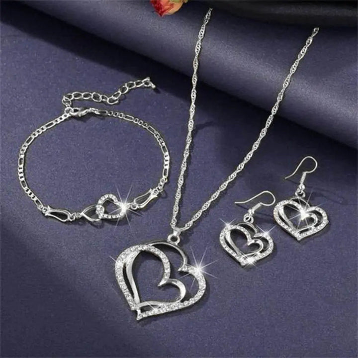 Romantic Double Heart Jewelry Set for Brides - GiFTiFY