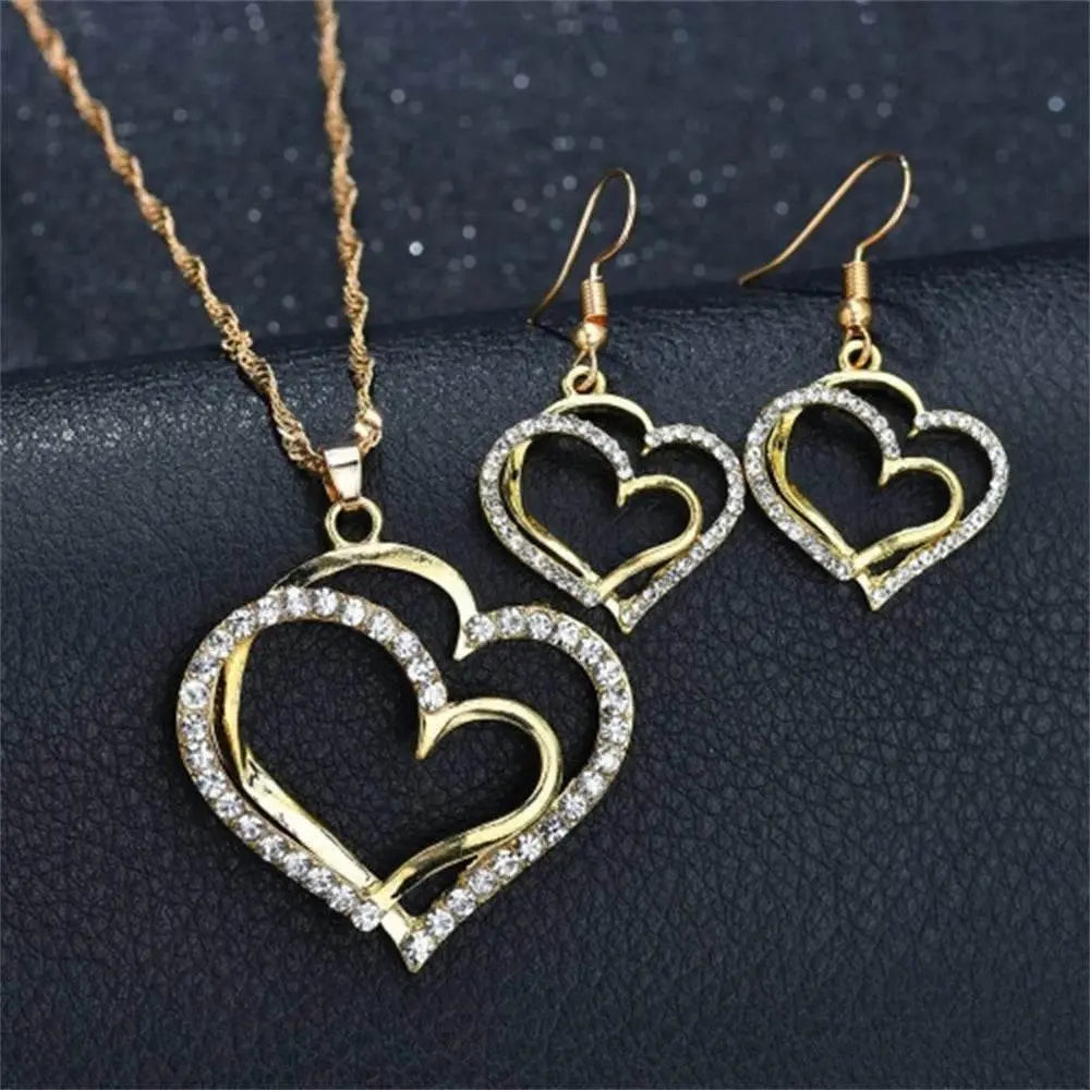 Romantic Double Heart Jewelry Set for Brides - GiFTiFY