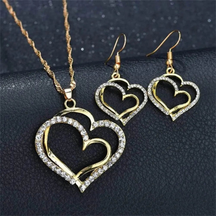 Romantic Double Heart Jewelry Set for Brides - GiFTiFY
