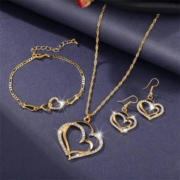 Romantic Double Heart Jewelry Set for Brides - GiFTiFY