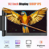LE1411 14.1inch Laptops Screen Extender 280° Rotation FHD 1080P IPS Portable Monitors For Windows Mac Android Chrome 14-17 Inch - GiFTiFY