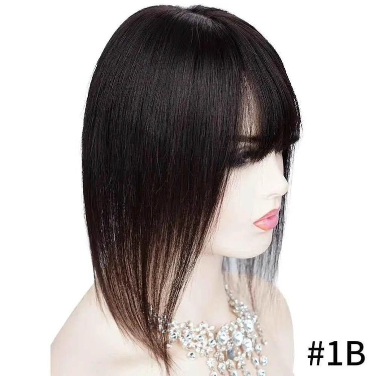 Doreen 13*13cm 8" 12" 16" Topper Hair with Bangs Real Remy Human Hair Toppers for Women With Thin Hair Silk Base with Hair Weft