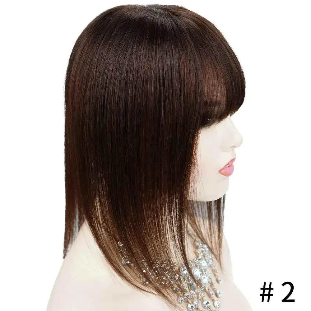 Doreen 13*13cm 8" 12" 16" Topper Hair with Bangs Real Remy Human Hair Toppers for Women With Thin Hair Silk Base with Hair Weft