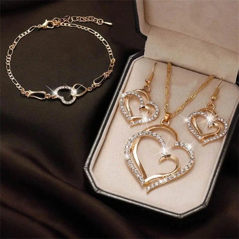 Romantic Double Heart Jewelry Set for Brides - GiFTiFY