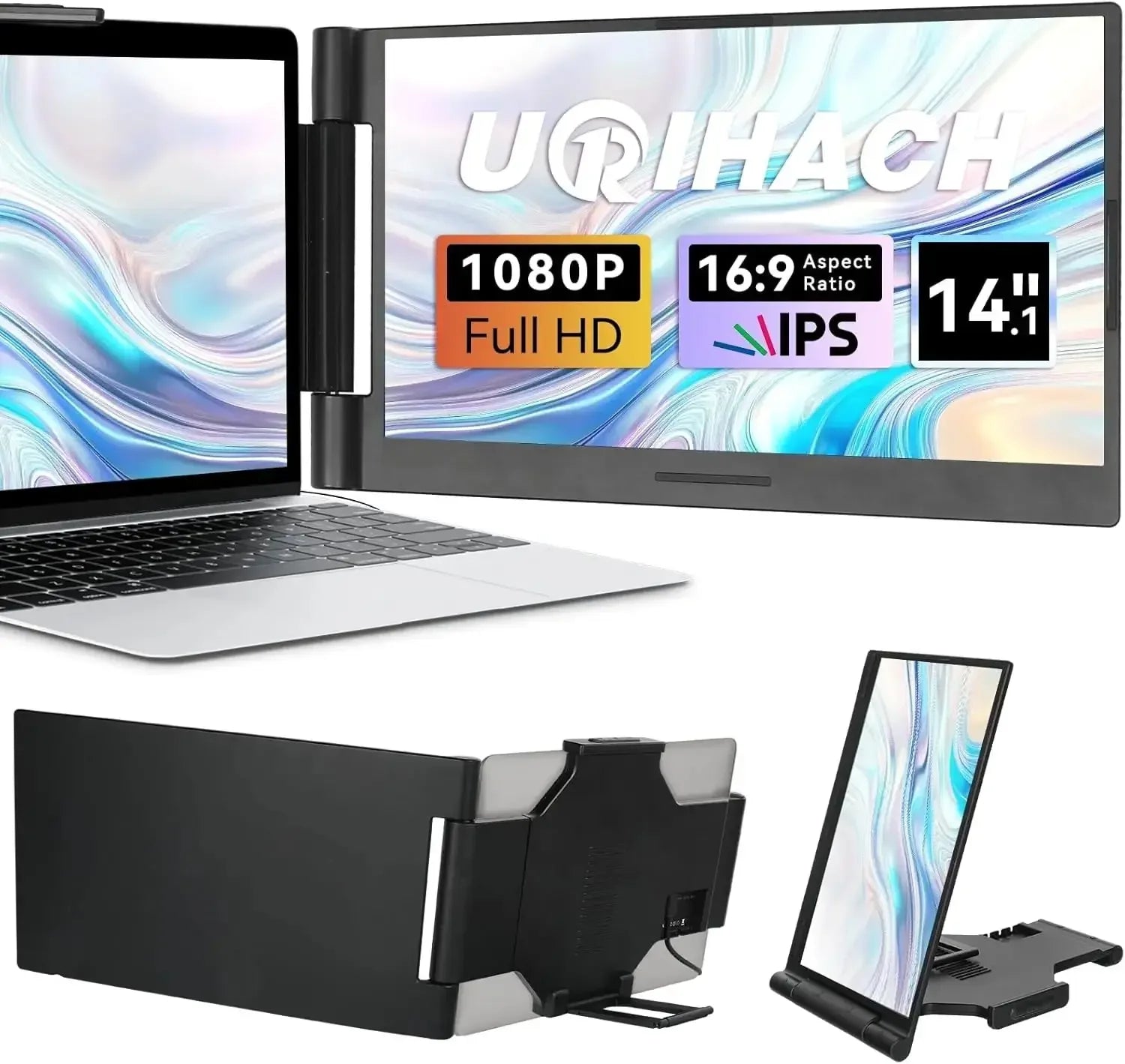 LE1411 14.1inch Laptops Screen Extender 280° Rotation FHD 1080P IPS Portable Monitors For Windows Mac Android Chrome 14-17 Inch - GiFTiFY