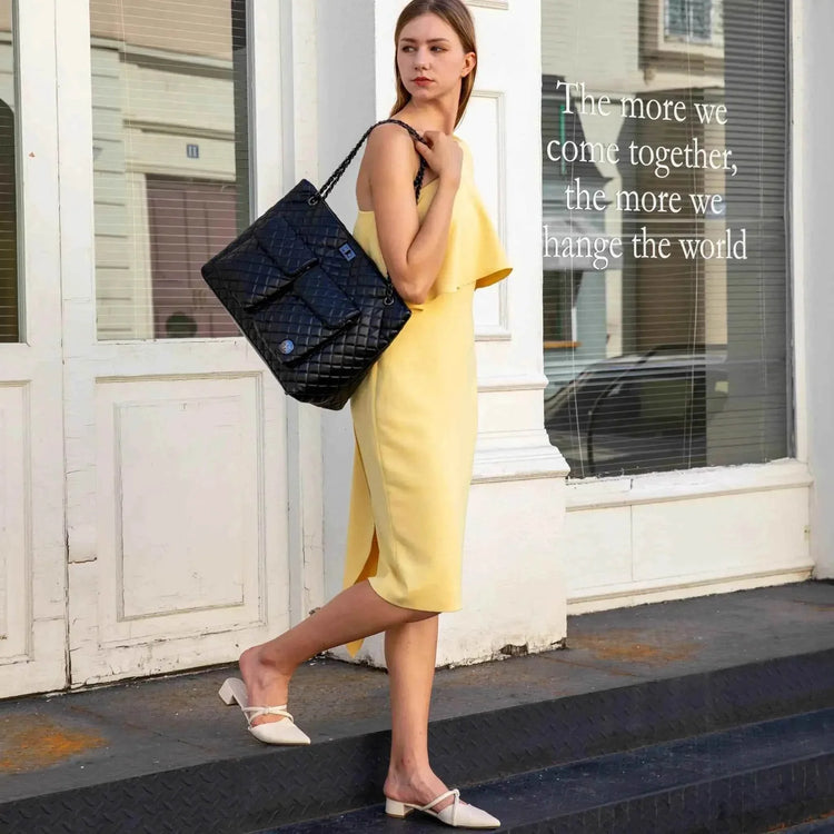 Diana Quilted Vegan Leather Weekender Tote Bag - GiFTiFY