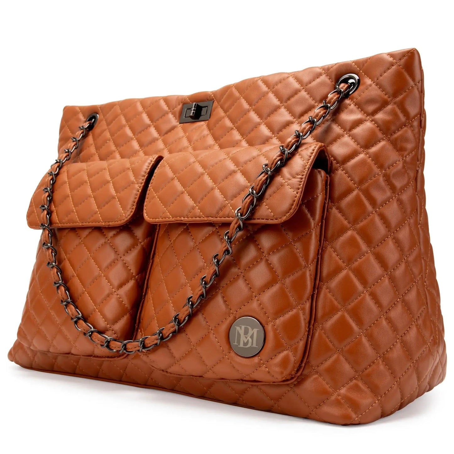 Diana Quilted Vegan Leather Weekender Tote Bag Travellty