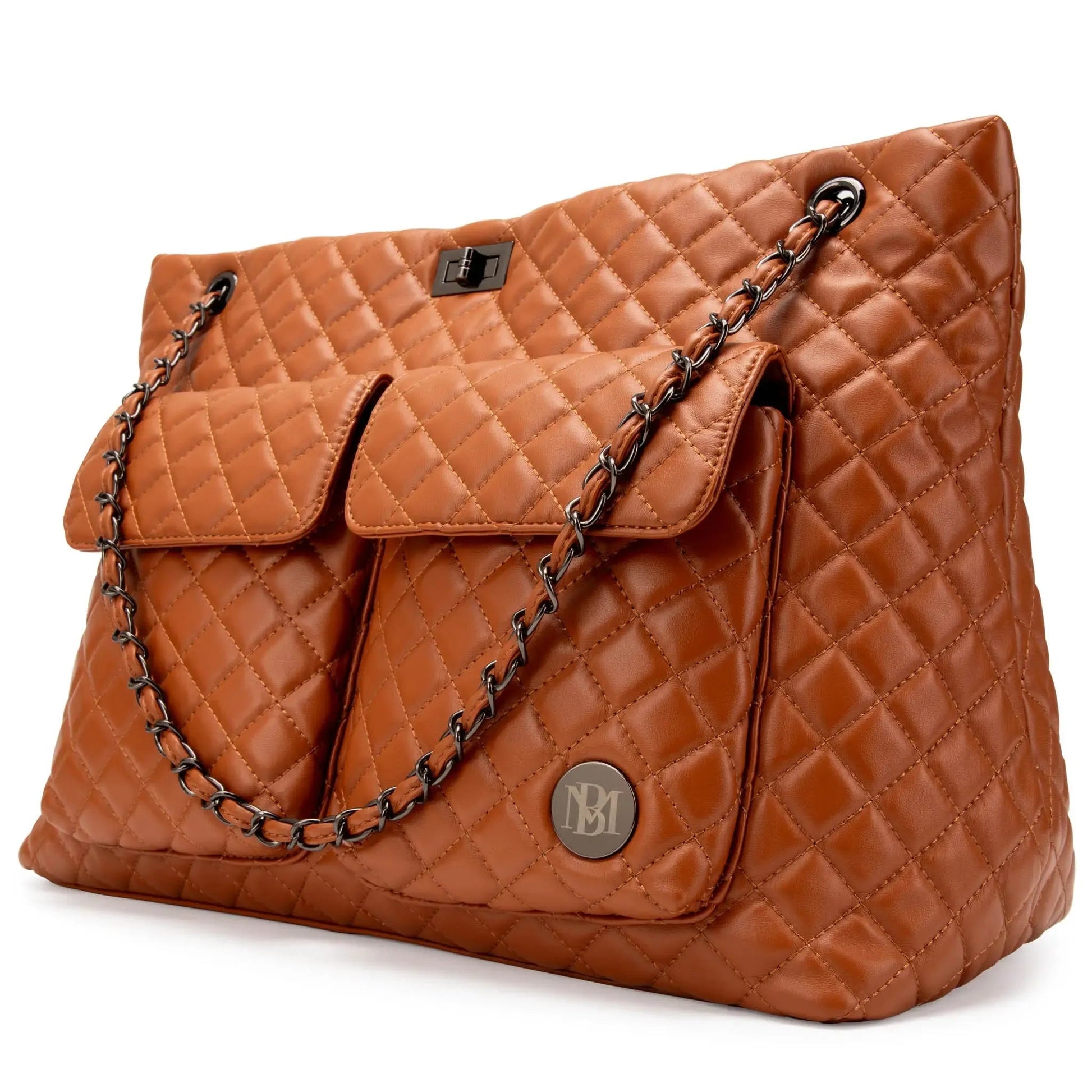 Diana Quilted Vegan Leather Weekender Tote Bag Travellty