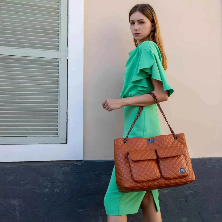 Diana Quilted Vegan Leather Weekender Tote Bag - GiFTiFY