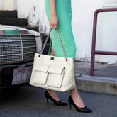 Diana Quilted Vegan Leather Weekender Tote Bag - GiFTiFY