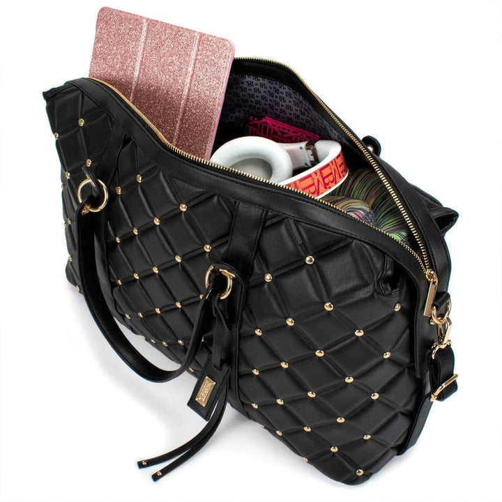 Diamond Quilted Vegan Leather Weekender Tote Bag - GiFTiFY