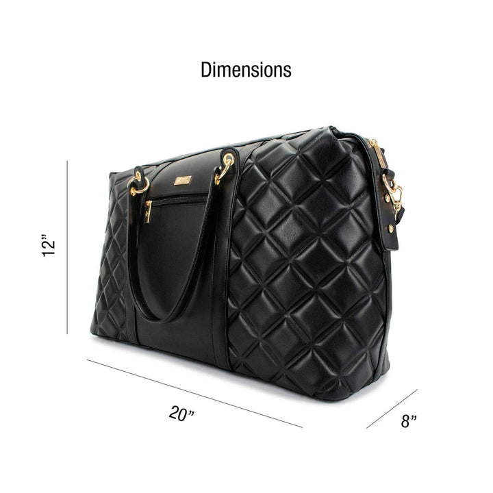 Diamond Quilted Vegan Leather Weekender Tote Bag - GiFTiFY